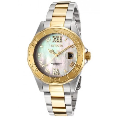 Invicta Pro Diver Mother of Pearl Dial 18kt Gold Ion-plated Ladies Watch 14353 watches