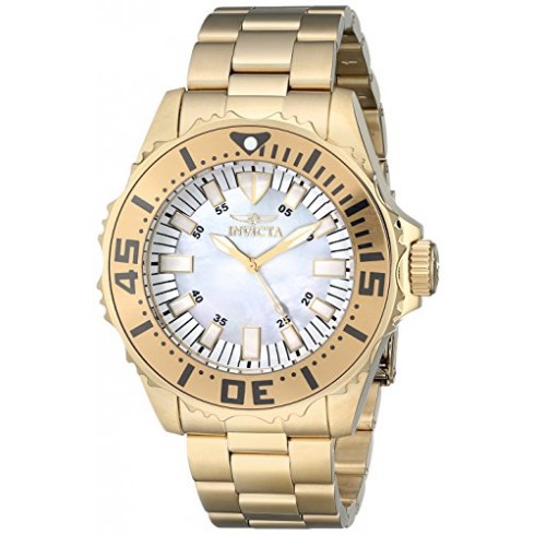 Invicta Pro Diver Mother of Pearl Dial 18kt Gold-plated Unisex Watch 17695 watches