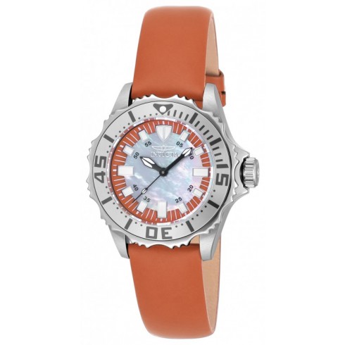 Invicta Pro Diver Mother Of Pearl Dial Ladies Ornage Leather Watch 18491 watches