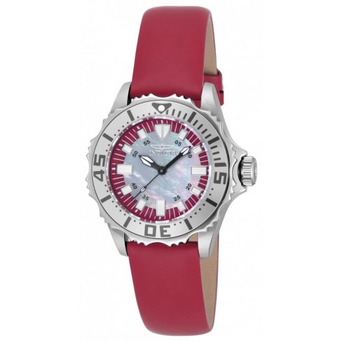 Invicta Pro Diver Mother Of Pearl Dial Ladies Red Leather Watch 18492 watches