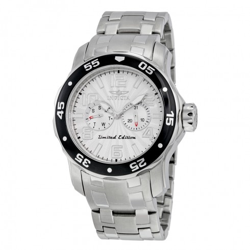 Invicta Pro Diver Multi-Function Silver Dial Satinless Steel Men's Watch with 1 Slot Yellow Invicta Box 18035SYB watches