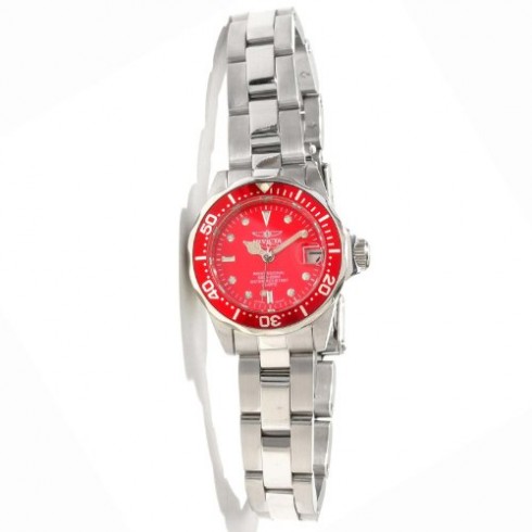 Invicta Pro Diver Red Dial Stainless Steel Ladies Watch 12522 watches