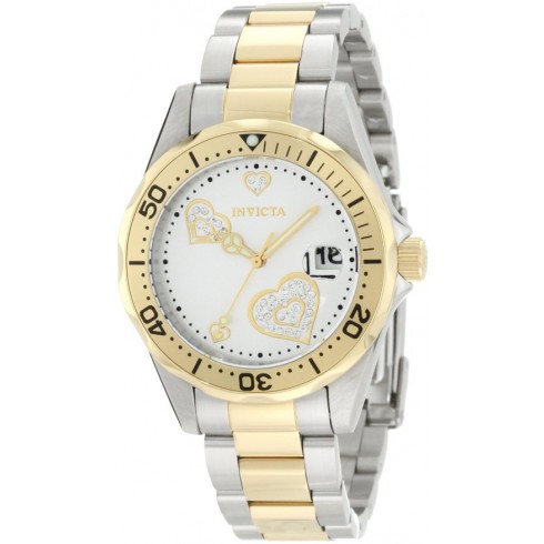 Invicta Pro Diver Silver Crystal Heart Two-tone Ladies Watch 12287 watches