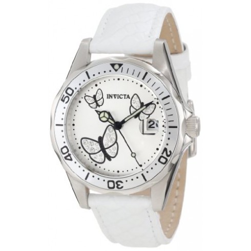 Invicta Pro Diver Silver Dial White Leather Ladies Watch 12515 watches