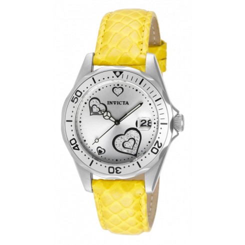 Invicta Pro Diver Silver Dial Yellow Leather Ladies Watch 12511 watches
