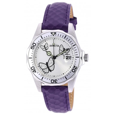 Invicta Pro Diver White Dial Purple Leather Ladies Watch 19740 watches