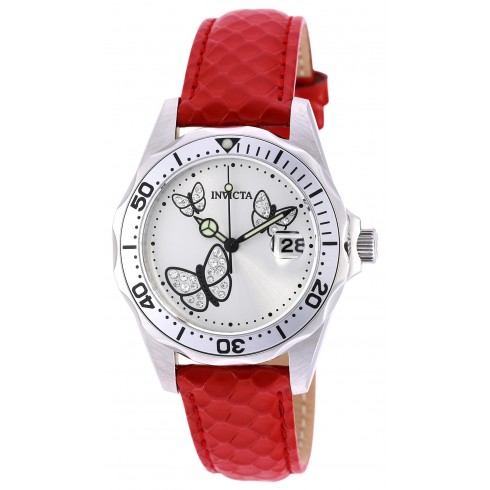 Invicta Pro Diver White Dial Red Leather Ladies Watch 19739 watches