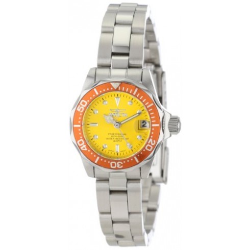 Invicta Pro Diver Yellow Dial Stainless Steel Ladies Watch 14097 watches