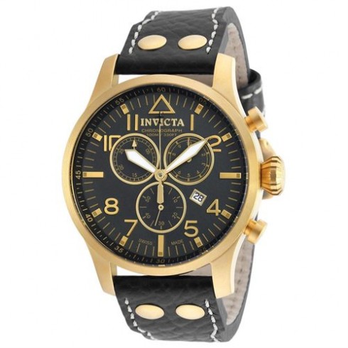 Invicta Reserve Black Dial Black Leather Men's Chronograph Watch 19752 watches