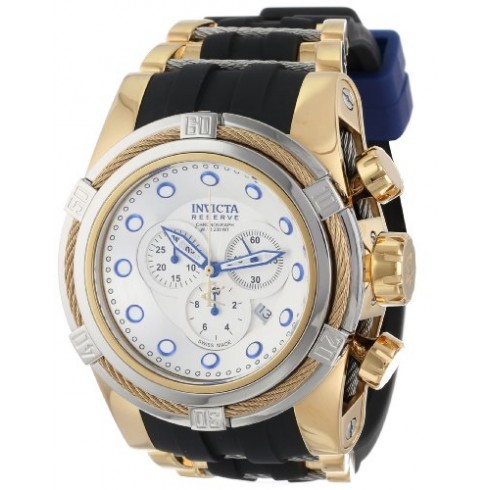 Invicta Reserve Bolt Chronograph Silver Dial Black Polyurethane Men's Watch 14075 watches