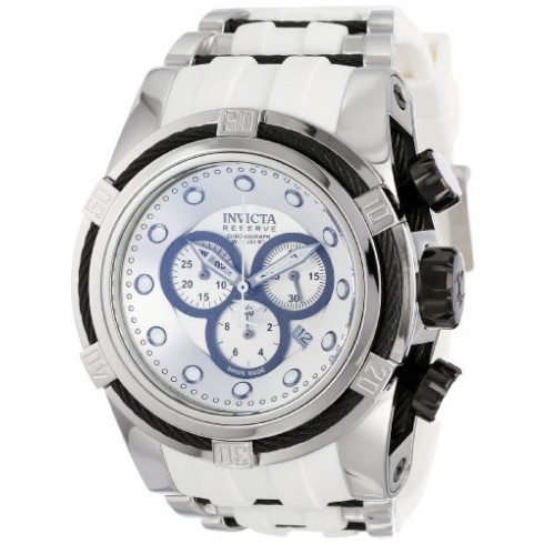 Invicta Reserve Bolt Chronograph Silver Dial White Polyurethane Men's Watch 14404 watches