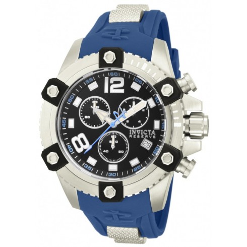Invicta Reserve Chronograph Black Dial Blue Polyurethane Men's Watch 80359 watches