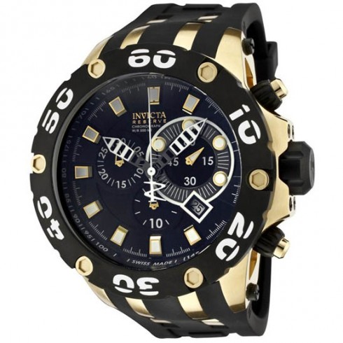 Invicta Reserve Chronograph Black Dial Rubber Men's Watch 0913 watches
