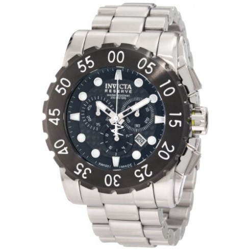 Invicta Reserve Chronograph Black Dial Stainless Steel Men's Watch 1957 watches