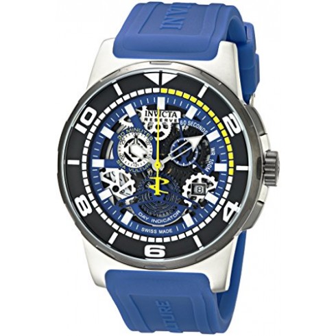 Invicta Reserve Chronograph Black Skeleton Dial Blue Silicone Men's Watch 18946 watches