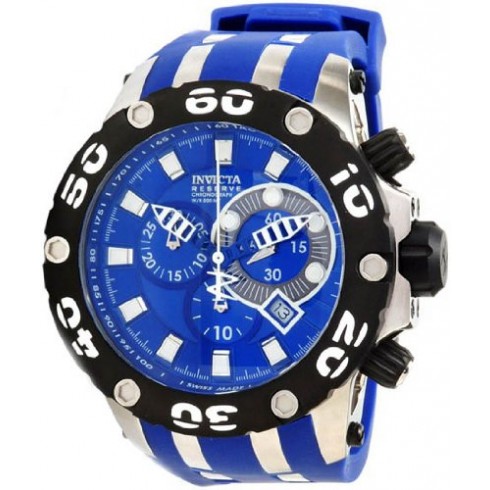 Invicta Reserve Chronograph Blue Dial Blue Rubber Men's Watch 0906 watches