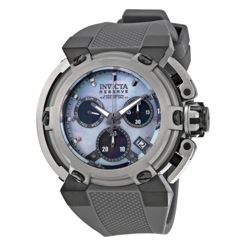 Invicta Reserve Chronograph Platinum Mother of Pearl Dial Grey Polyurethane Men's Watch 18343 watches