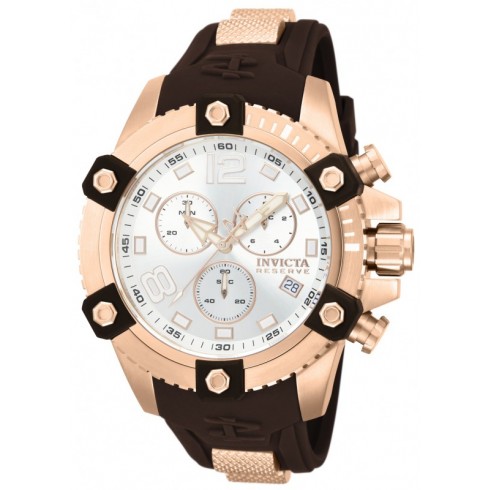 Invicta Reserve Chronograph Silver Dial Black Polyurethane Men's Watch 80365 watches
