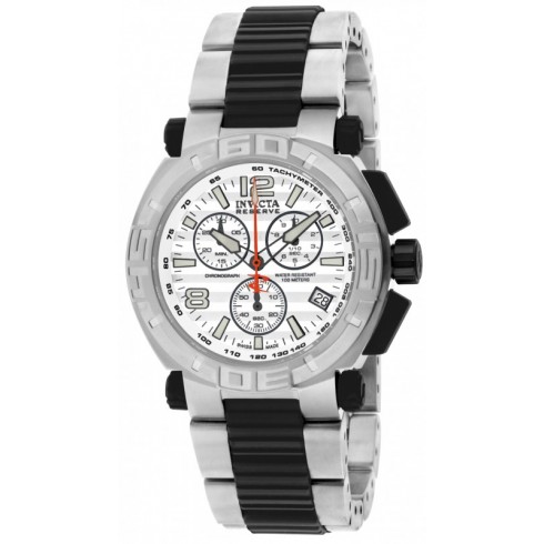 Invicta Reserve Chronograph Silver Dial Stainless Steel Black Polyurethane Men's Watch 1869 watches