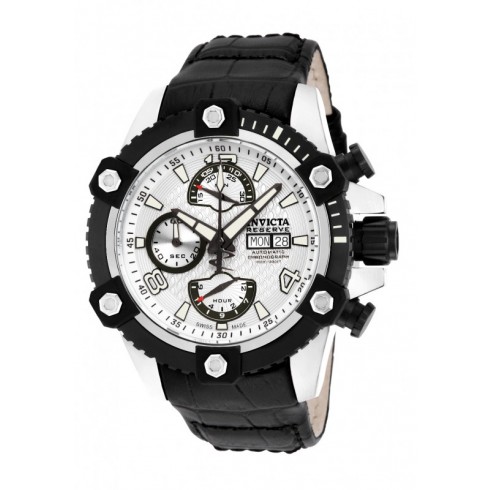 Invicta Reserve Chronograph White Dial Black Lether Men's Watch 12500 watches