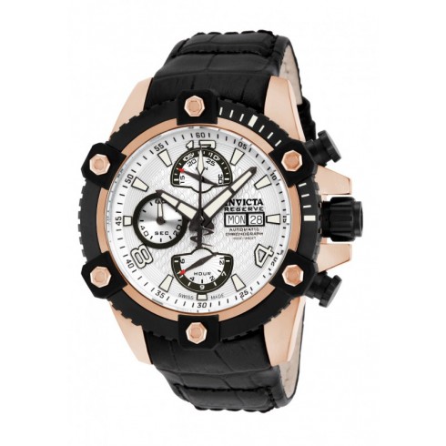Invicta Reserve Chronograph White Dial Black Lether Men's Watch 12501 watches