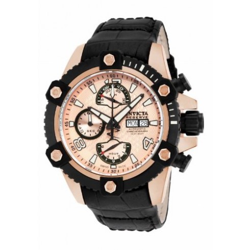 Invicta Reserve Chronograph White Dial Black Lether Men's Watch 12502 watches