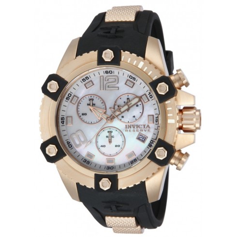 Invicta Reserve Chronograph White Mother of Pearl Dial Black Polyurethane Men's Watch 80367 watches