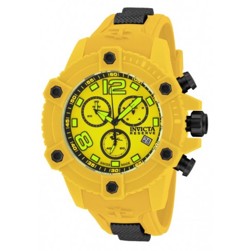 Invicta Reserve Chronograph Yellow Dial Yellow Polyurethane Men's Watch 17294 watches