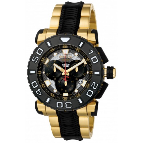 Invicta Reserve Collection Chronograph Black Dial 18k Gold-Plated and Black Polyurethane Men's Watch 6314 watches