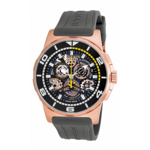 Invicta Reserve Mechanical Black Skeleton Dial Grey Polyurethane Men's Watch 18953 watches