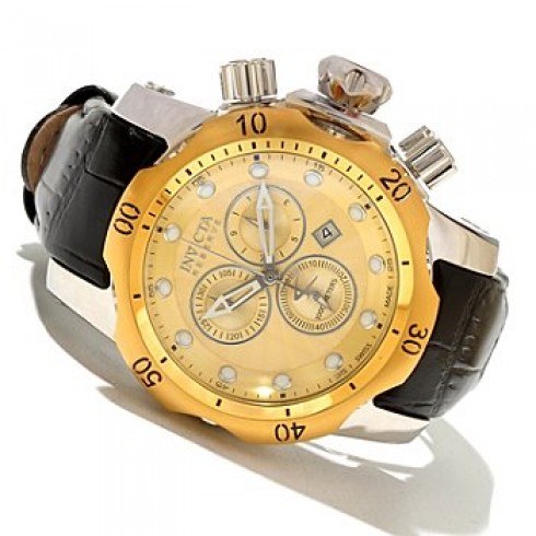 Invicta Reserve Mid-Size Venom Chronograph Champagne Dial Black Leather Strap Men's Watch 10819 watches
