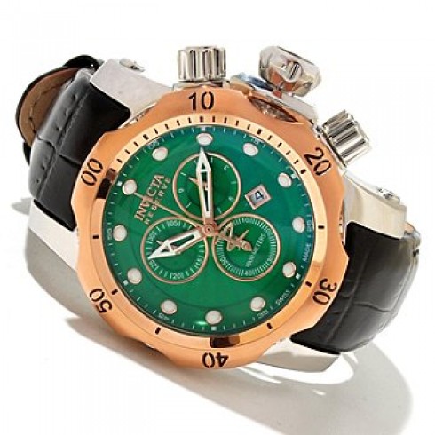 Invicta Reserve Mid-Size Venom Chronograph Green Dial Black Leather Strap Men's Watch 10812 watches