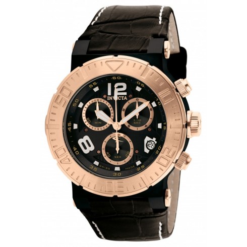Invicta Reserve Ocean Reef Black Dial Black Leather Men's Watch 1853 watches