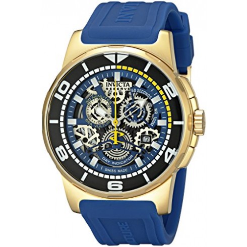 Invicta Reserve Sea Vulture Mechanical Chronograph Black Skeleton Dial Blue Silicone Men's Watch 18948 watches