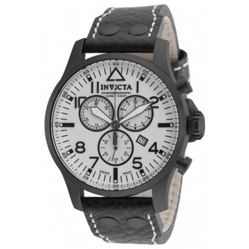 Invicta Reserve White Dial Black Leather Men's Chronograph Watch 19755 watches