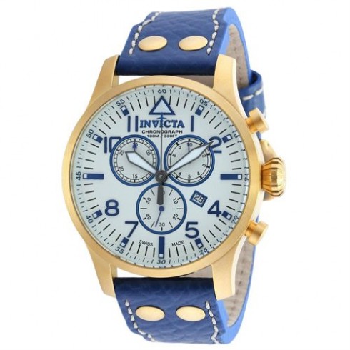 Invicta Reserve White Sunray Dial Men's Blue Leather Chronograph Watch 19751 watches
