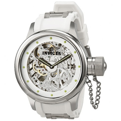 Invicta Russian Diver Automatic Skeleton Dial White Rubber Men's Watch 12115 watches