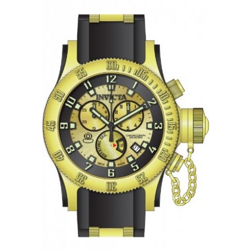 Invicta Russian Diver Chronograph Black and Gold Dial Black Polyurethane Men's Watch 15565 watches