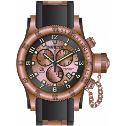 Invicta Russian Diver Chronograph Black and Rose Dial Black Polyurethane Men's Watch 15569 watches