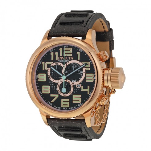 Invicta Russian Diver Chronograph Black Dial Black Leather Men's Watch 10555 watches