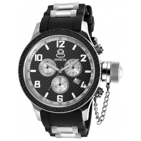 Invicta Russian Diver Chronograph Black Dial Black Polyurethane Stainless Steel Men's Watch 17817 watches