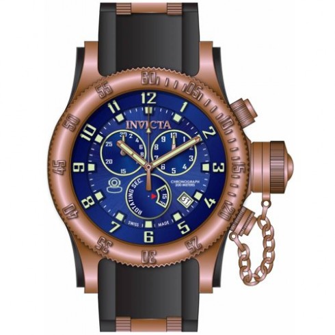 Invicta Russian Diver Chronograph Blue Dial Black Polyurethane Men's Watch 15568 watches