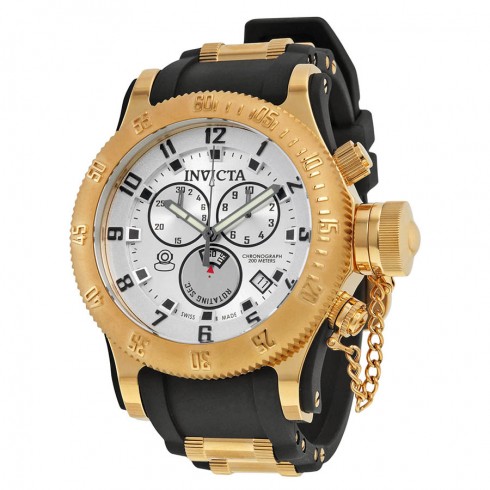 Invicta Russian Diver Chronograph Silver Dial Black Polyurethane Men's Watch 15561 watches