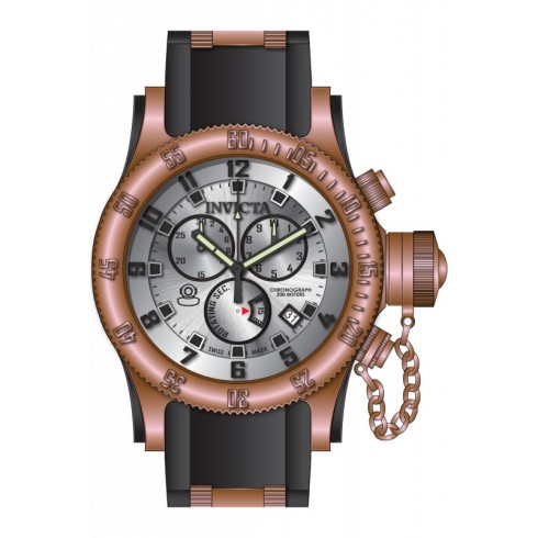 Invicta Russian Diver Chronograph Silver Dial Black Polyurethane Men's Watch 15566 watches