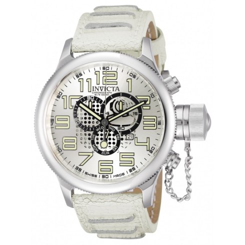 Invicta Russian Diver Chronograph Silver Dial White Leather Men's Watch 10554 watches