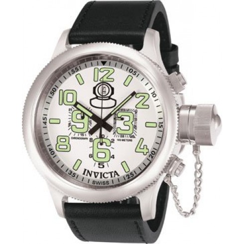 Invicta Russian Diver Chronograph White Dial Black Leather Men's Watch 7001 watches