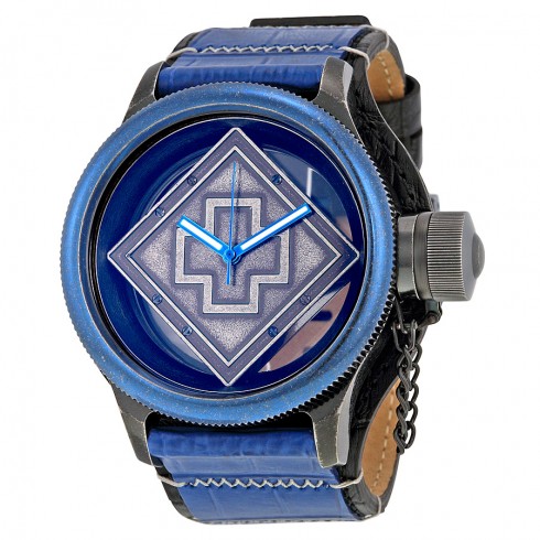 Invicta Russian Diver Distressed Black and See-thru Dial Blue and Black Leather Swiss Quartz Men's Watch 17648 watches