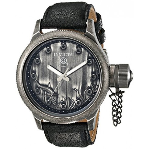Invicta Russian Diver Matte Black Dial Black Leather Men's 17167 watches