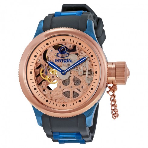 Invicta Russian Diver Mechanical Rose Skeleton Dial Black Polyurethane Men's Watch 17270 watches