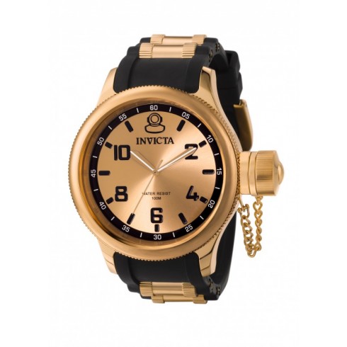 Invicta Russian Diver Pink Gold Dial Black Polyurethane Men's Watch 1439 watches